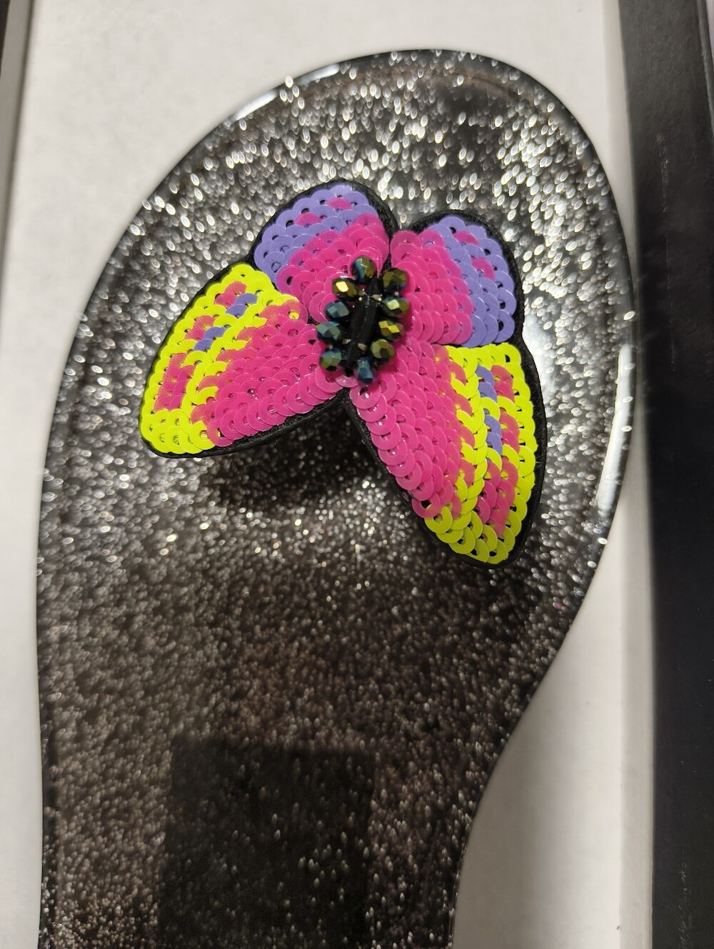 Betsey Johnson Butterfly Tabby Glitter Jelly Sandals